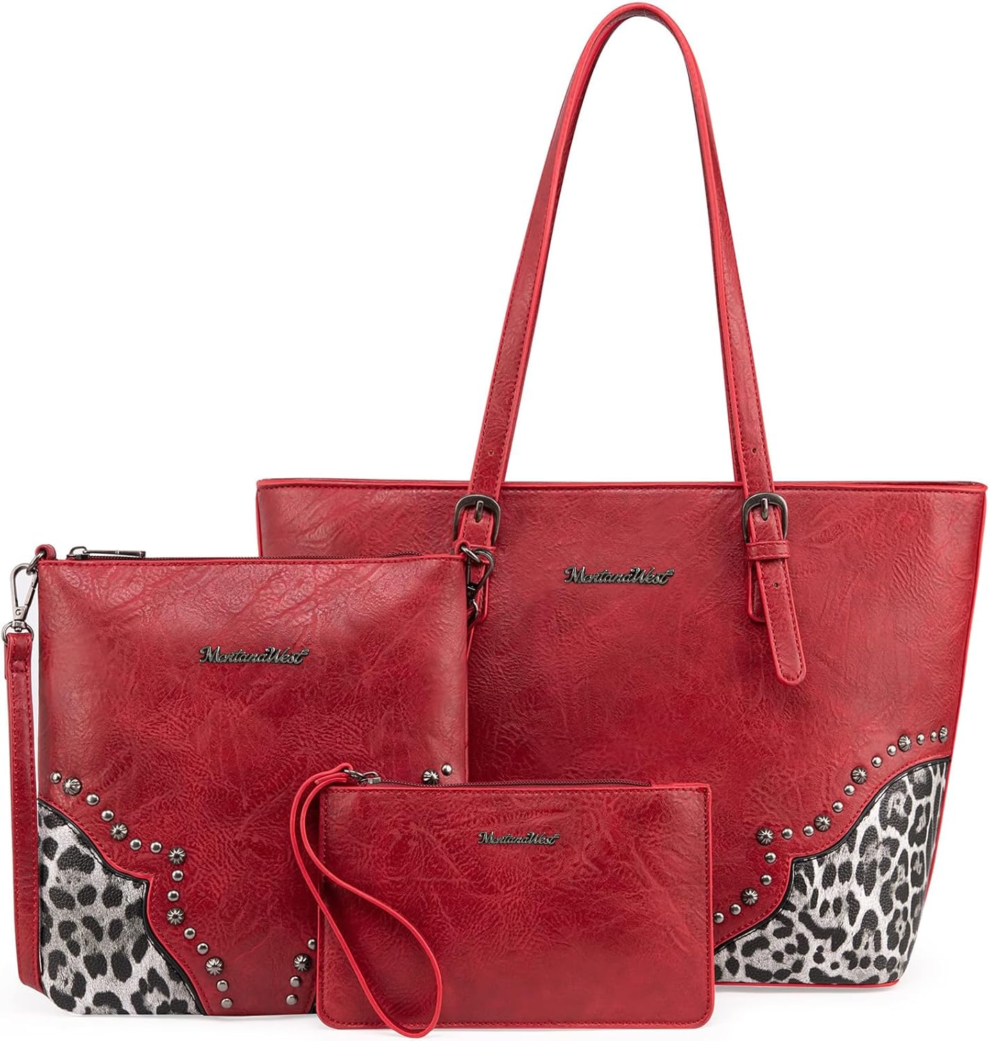 Montana West Purses for Women Tote Bag 3Pcs Set Leopard Print