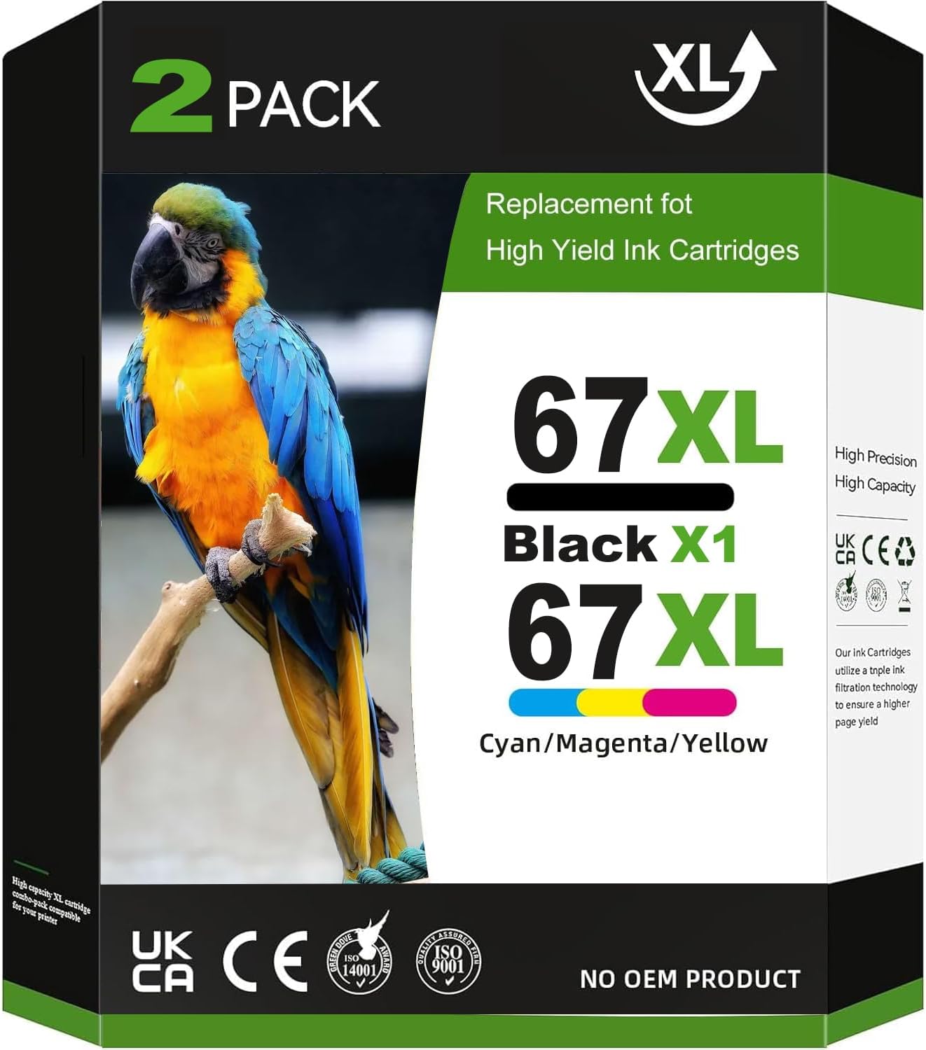 67XL Ink Cartridge for HP 67 Compatible with Deskjet and Envy