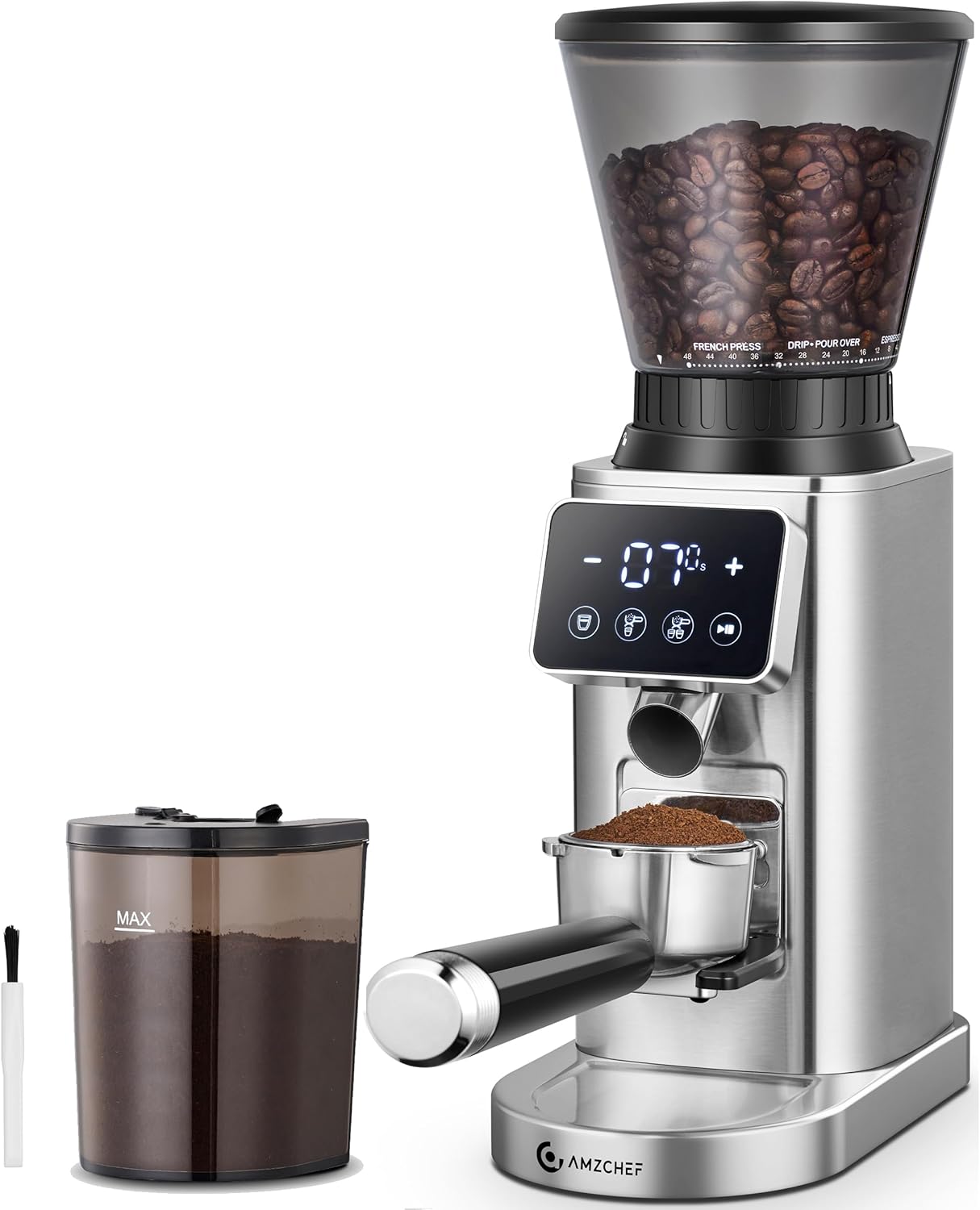 AMZCHEF Coffee Grinder with Precise Grinding and LED Control