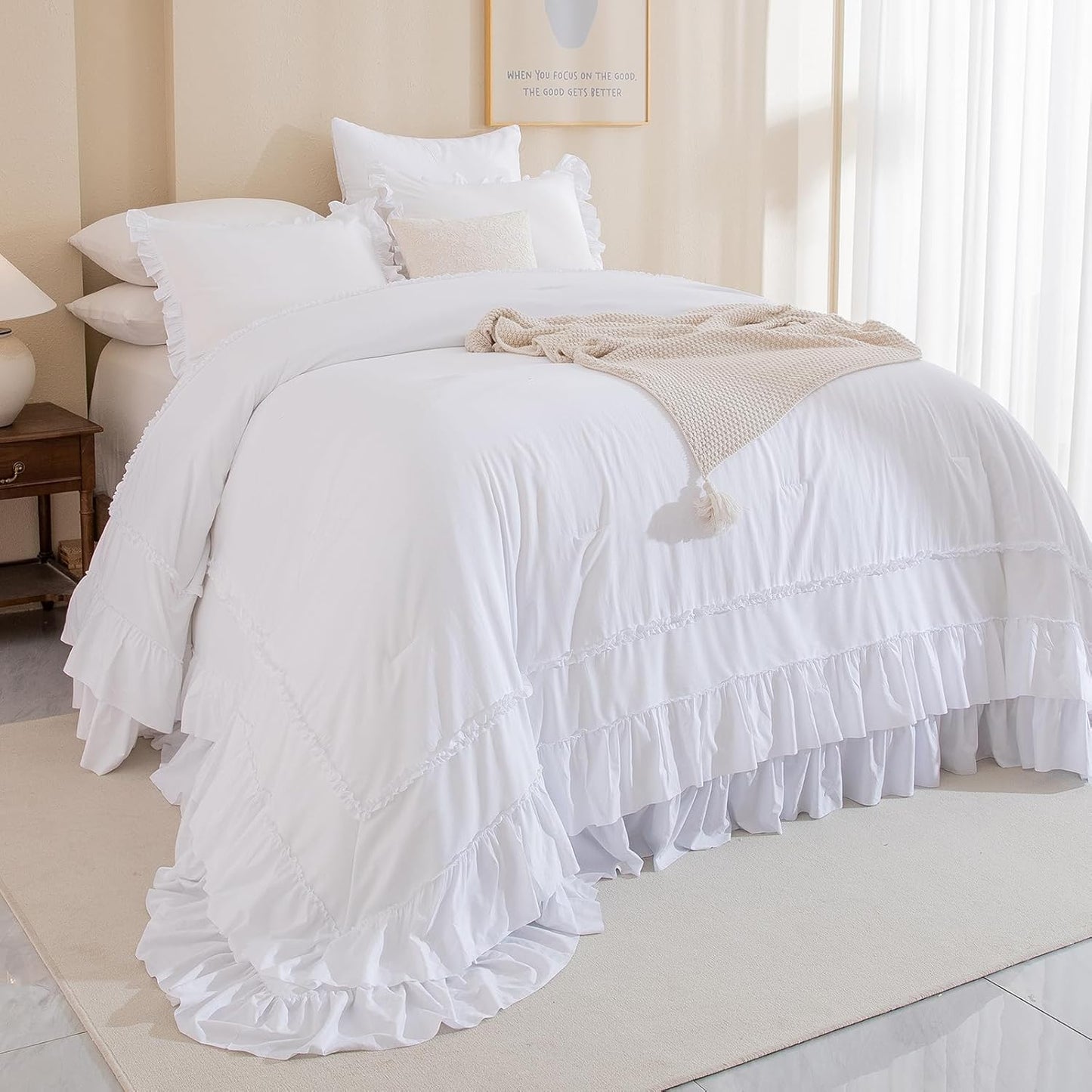 Masaca White Oversized King Comforter Set for Cozy Bedrooms