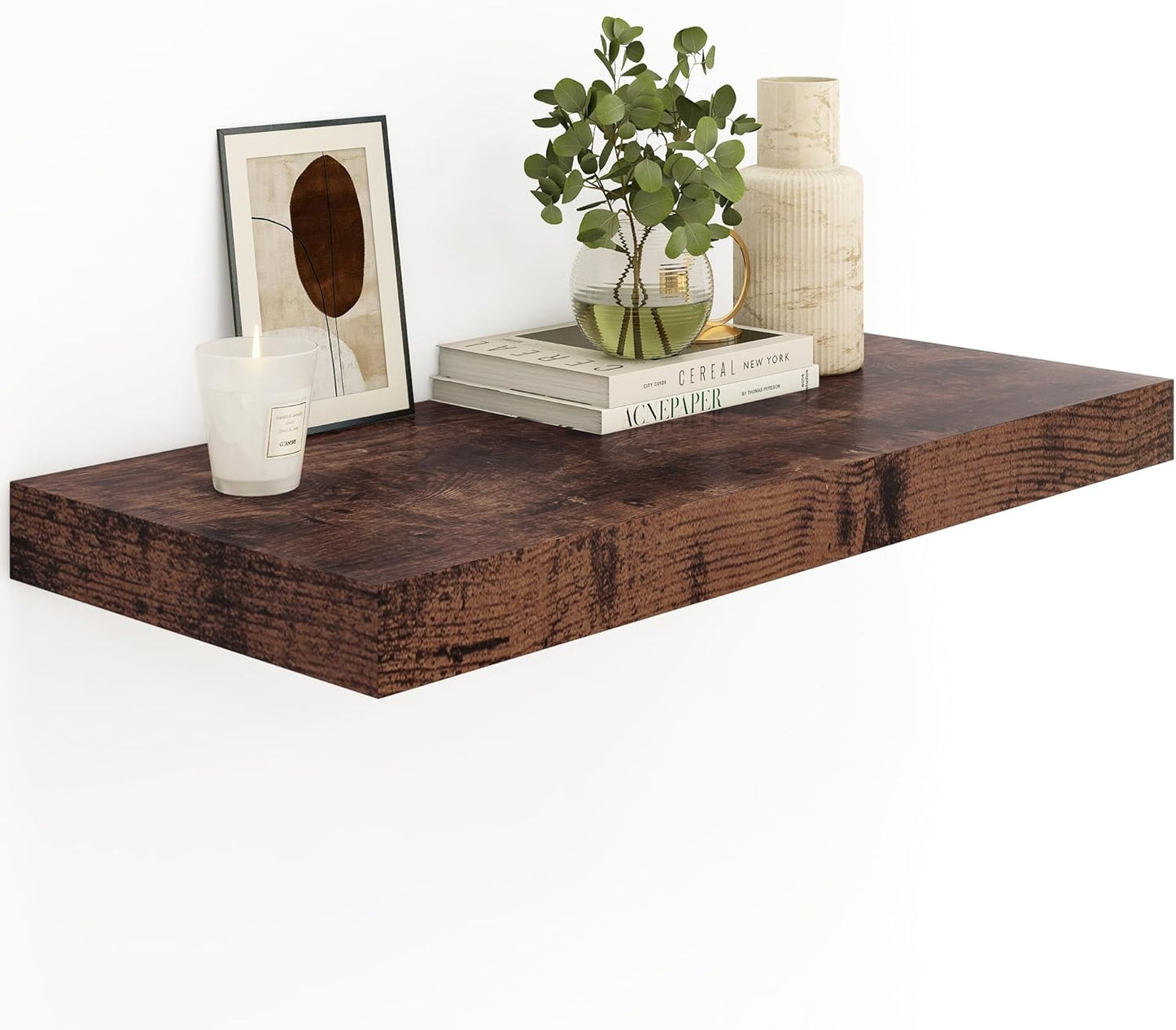Heimlove Bathroom Floating Shelves for Wall - Rustic Brown Decor