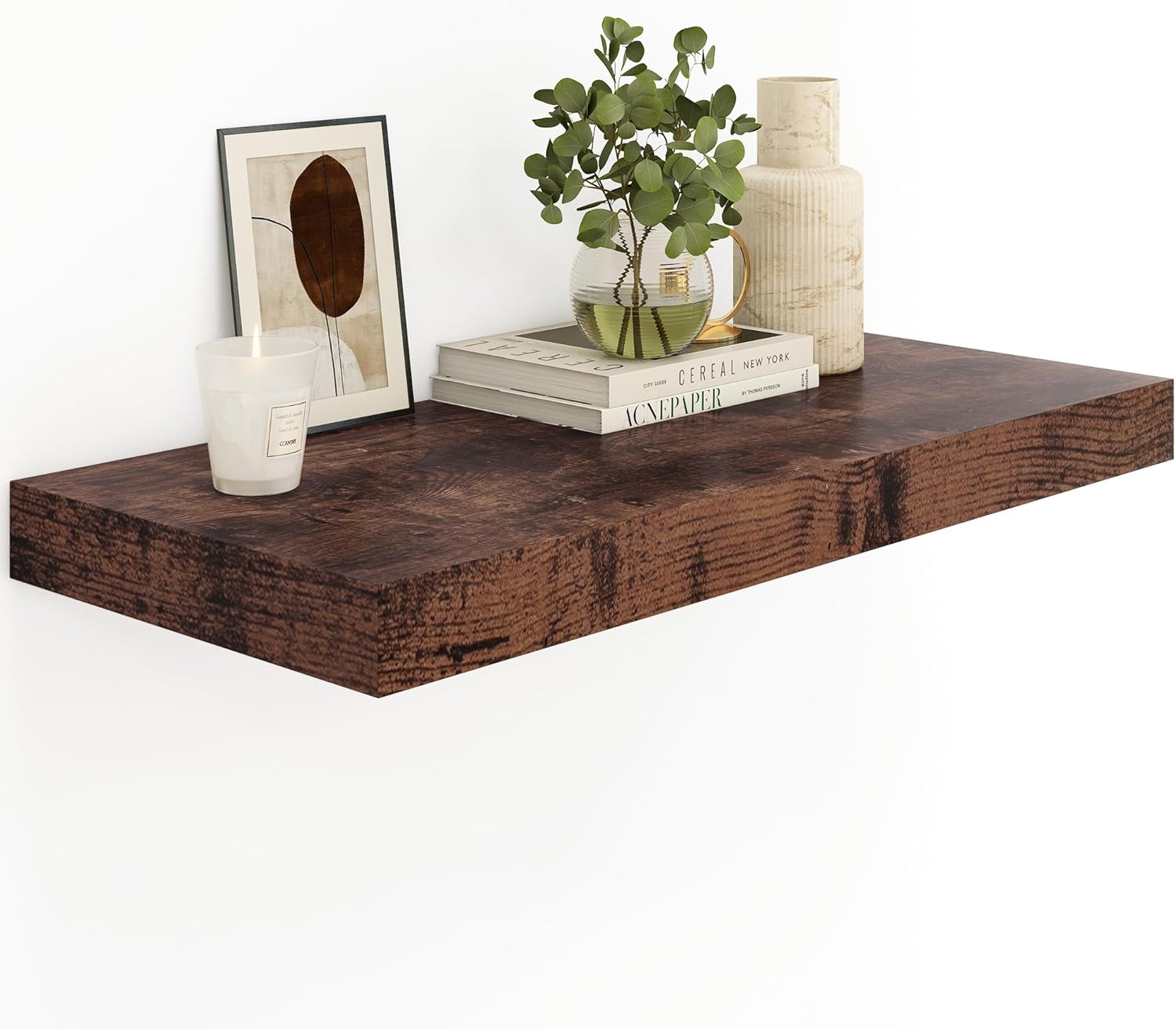 Heimlove Bathroom Floating Shelves for Wall - Rustic Brown Decor
