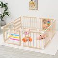 Baby Playpen Wooden Playpen for Babies and Toddlers - Large Adjustable