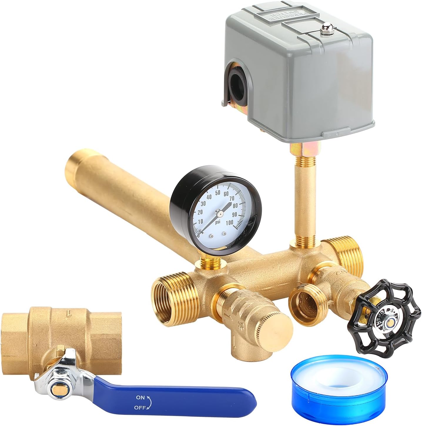 1in x 11in Well Pressure Tank Tee Kit with Pressure Switch