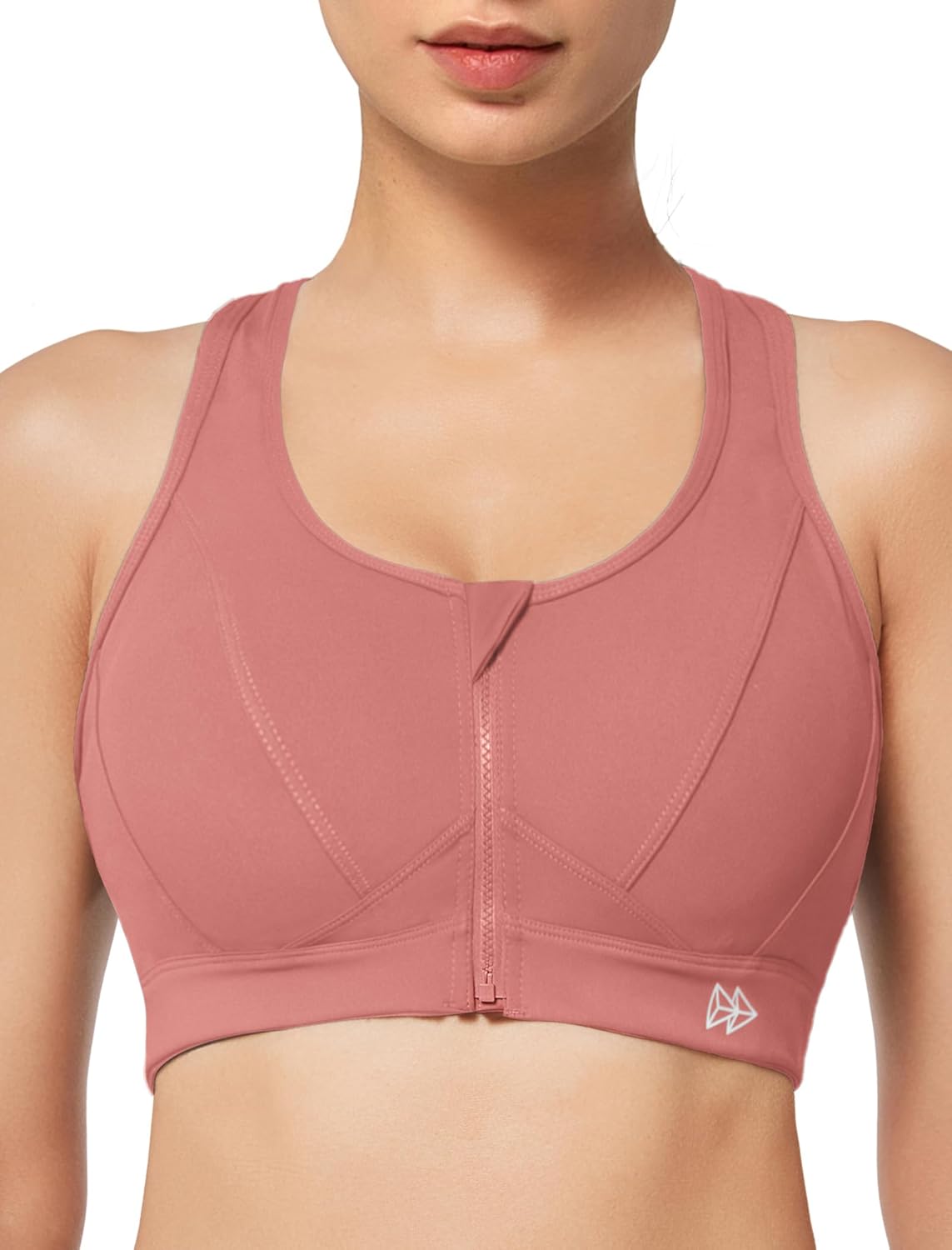 Yvette Zip Front Sports Bra for High Impact Plus Size Workouts