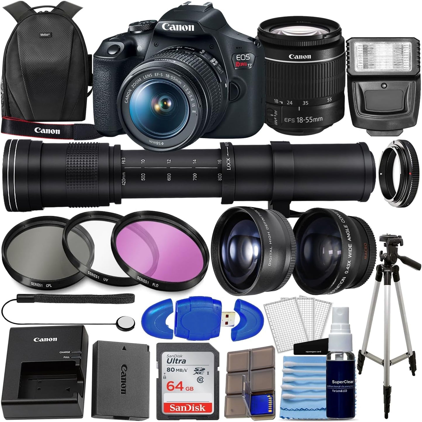 Canon EOS Rebel T7 DSLR Camera Bundle with 420-800mm Lens