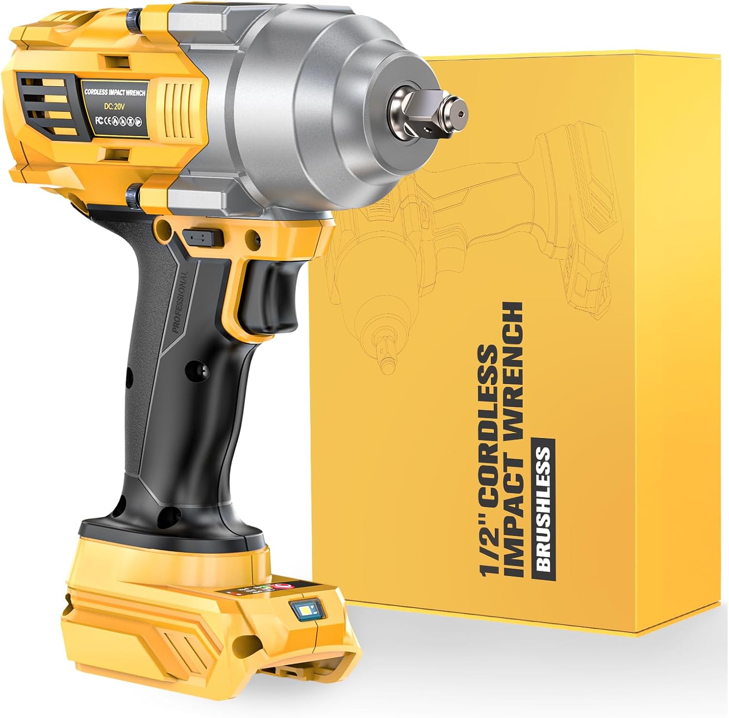 Powerful 1/2 Inch Impact Wrench for DeWalt 20V MAX Battery