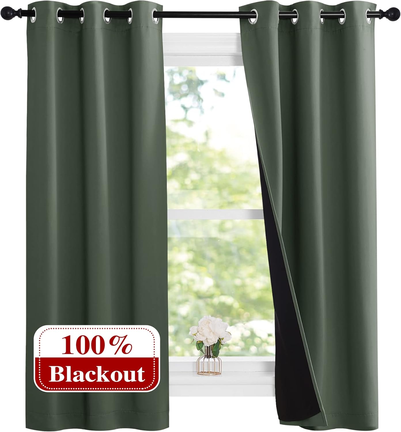 NICETOWN Dark Mallard Blackout Curtains for Small Windows