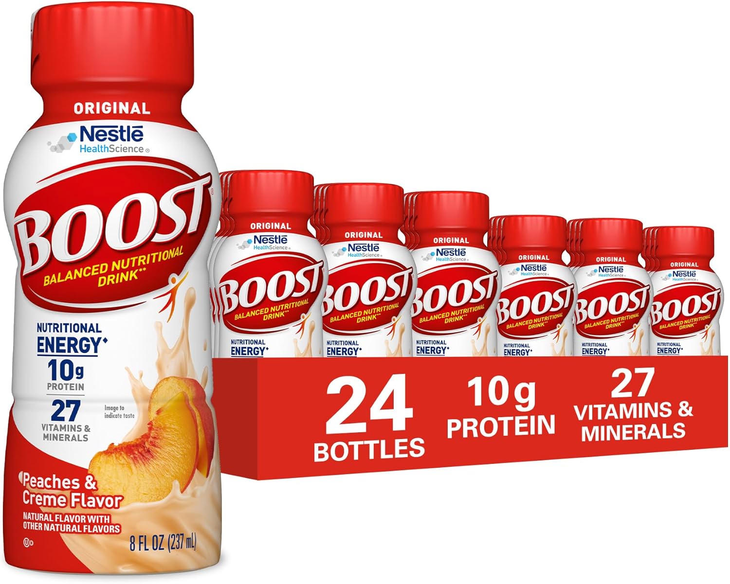 BOOST Original Nutritional Drinks, Peaches & Creme Flavor, 24 Pack