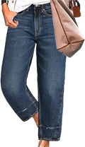 Flamingals Straight Wide Leg Jeans Mid Waisted Crop - Comfortable Fit