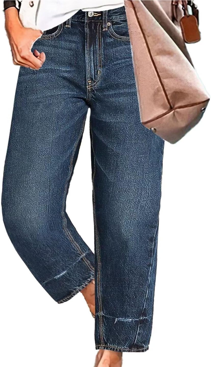 Flamingals Straight Wide Leg Jeans for Women with Pockets