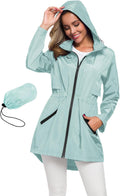 Avoogue Women's Long Raincoat with Hood - Lightweight Waterproof front
