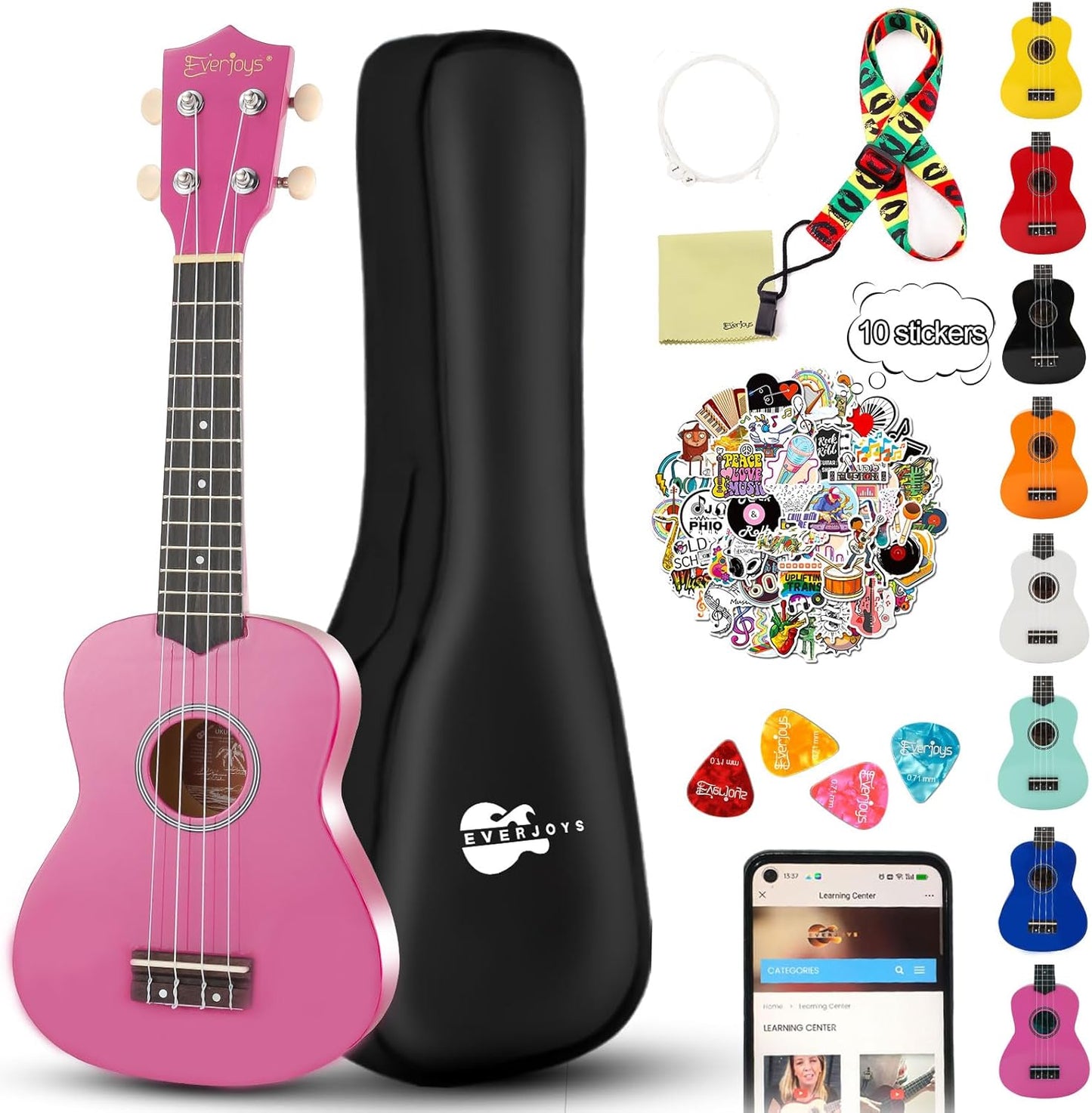 Soprano Ukulele Beginner Kit for Kids and Adults - 21 Inch