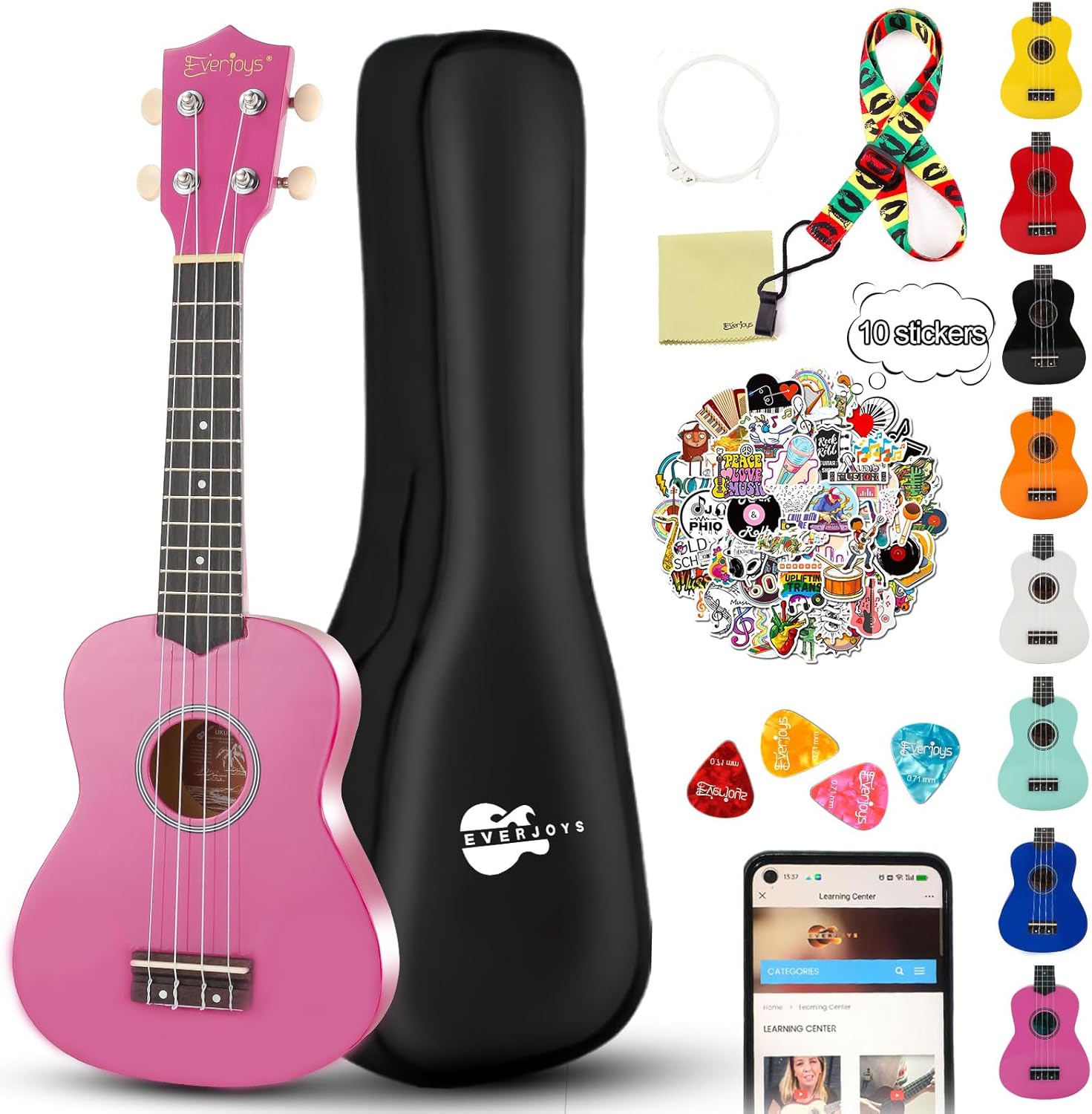 Soprano Ukulele Beginner Kit for Kids and Adults - 21 Inch