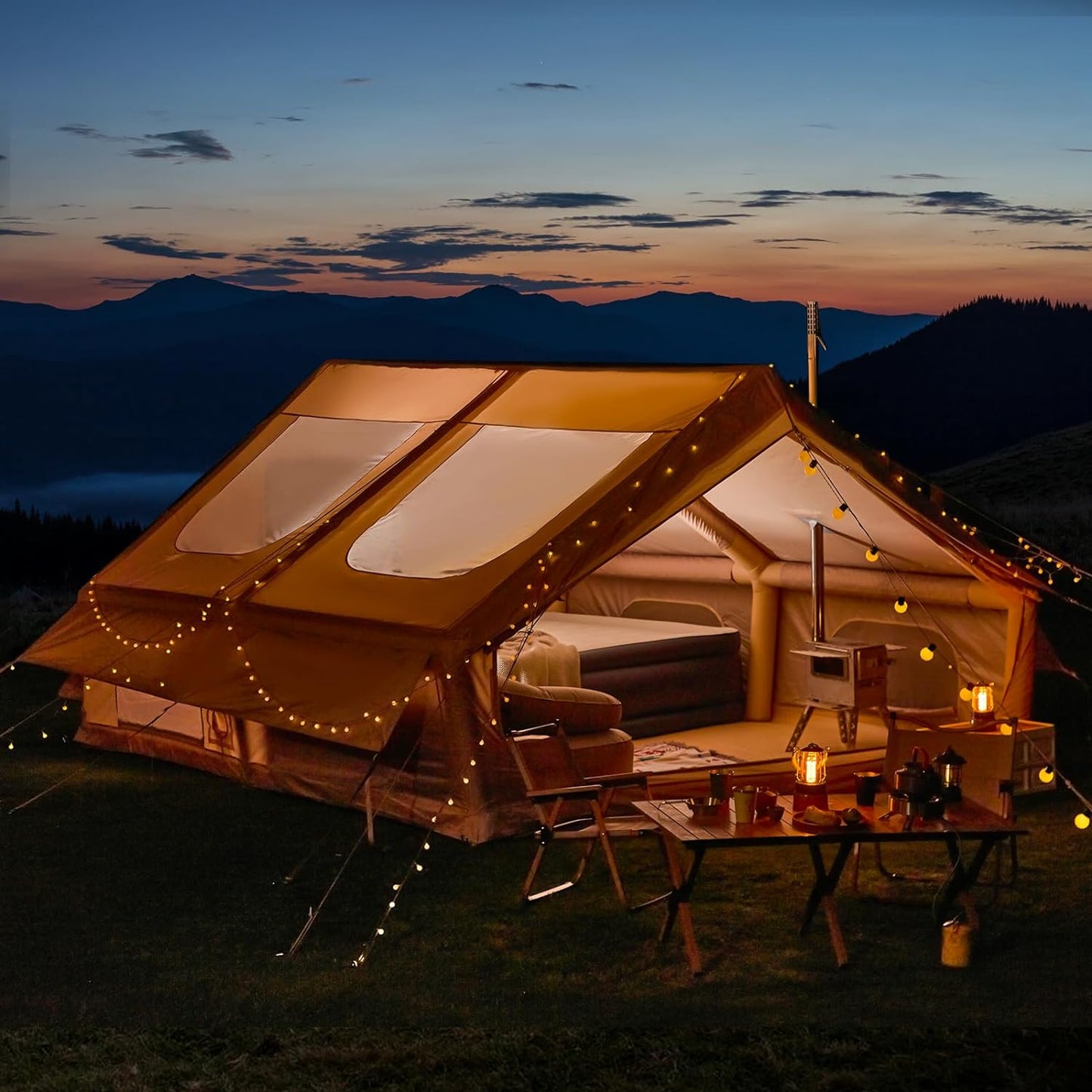 YOLENY 13x10FT Inflatable Tent: Spacious Waterproof Shelter with Skylight