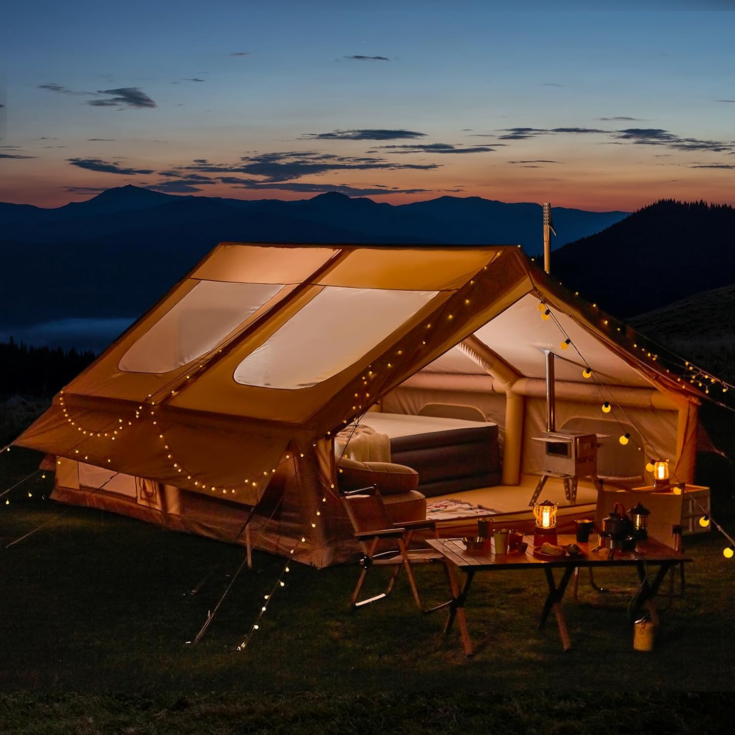 YOLENY 13x10FT Inflatable Tent: Spacious Waterproof Shelter with Skylight