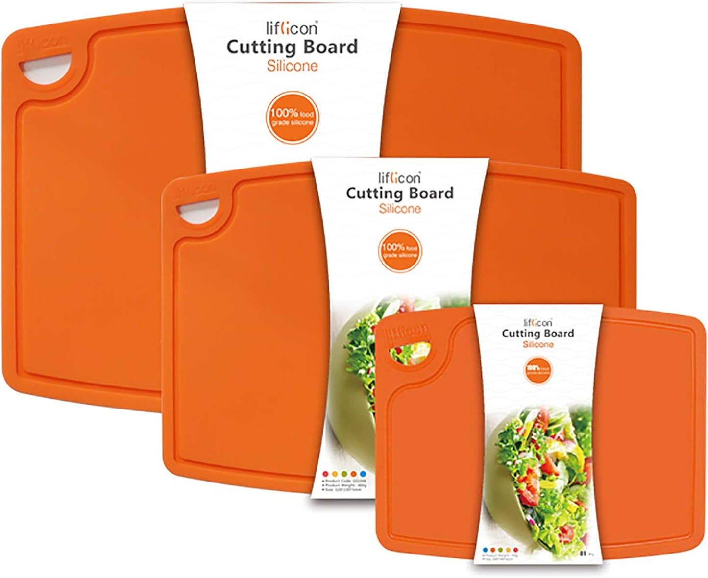 Silicone Thick Cutting Boards Set of 3pcs for Easy Kitchen Use