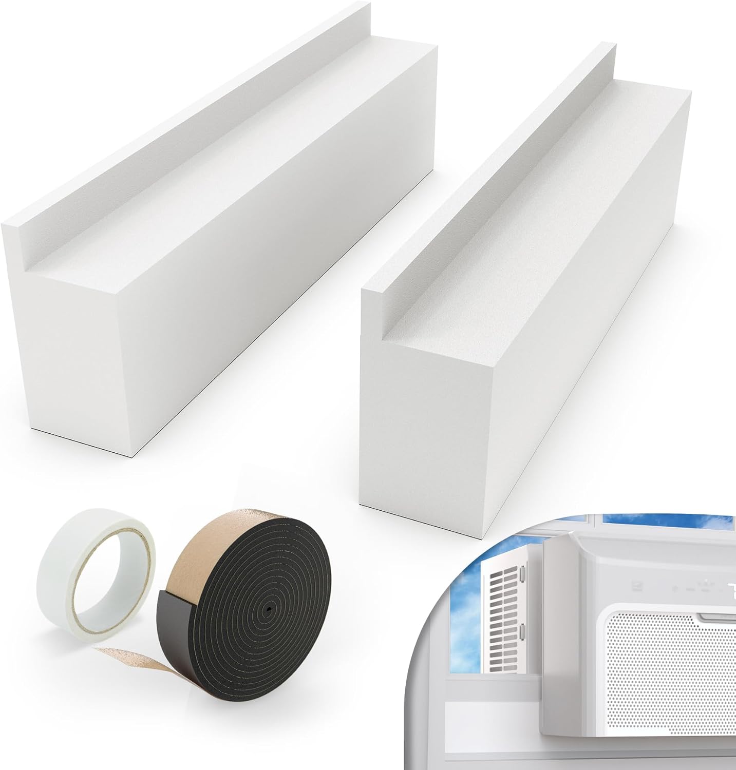 Insulate with Ease: 2 Pack U-Shape AC Foam Blocks