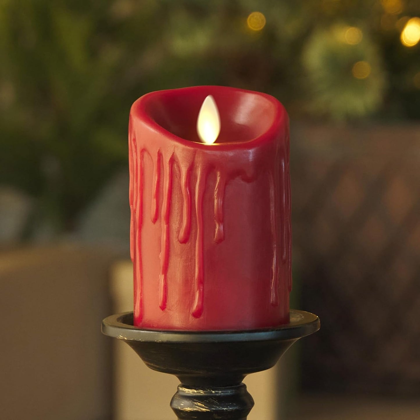 Burgundy Flameless LED Candle with Timer Function for Holidays