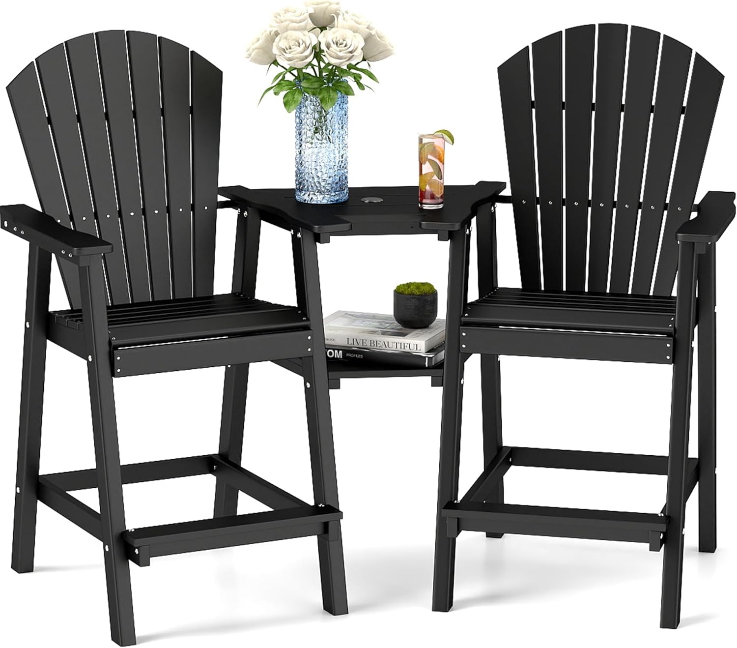 FOOWIN Tall Adirondack Chairs Set of 2 for Outdoor Relaxation