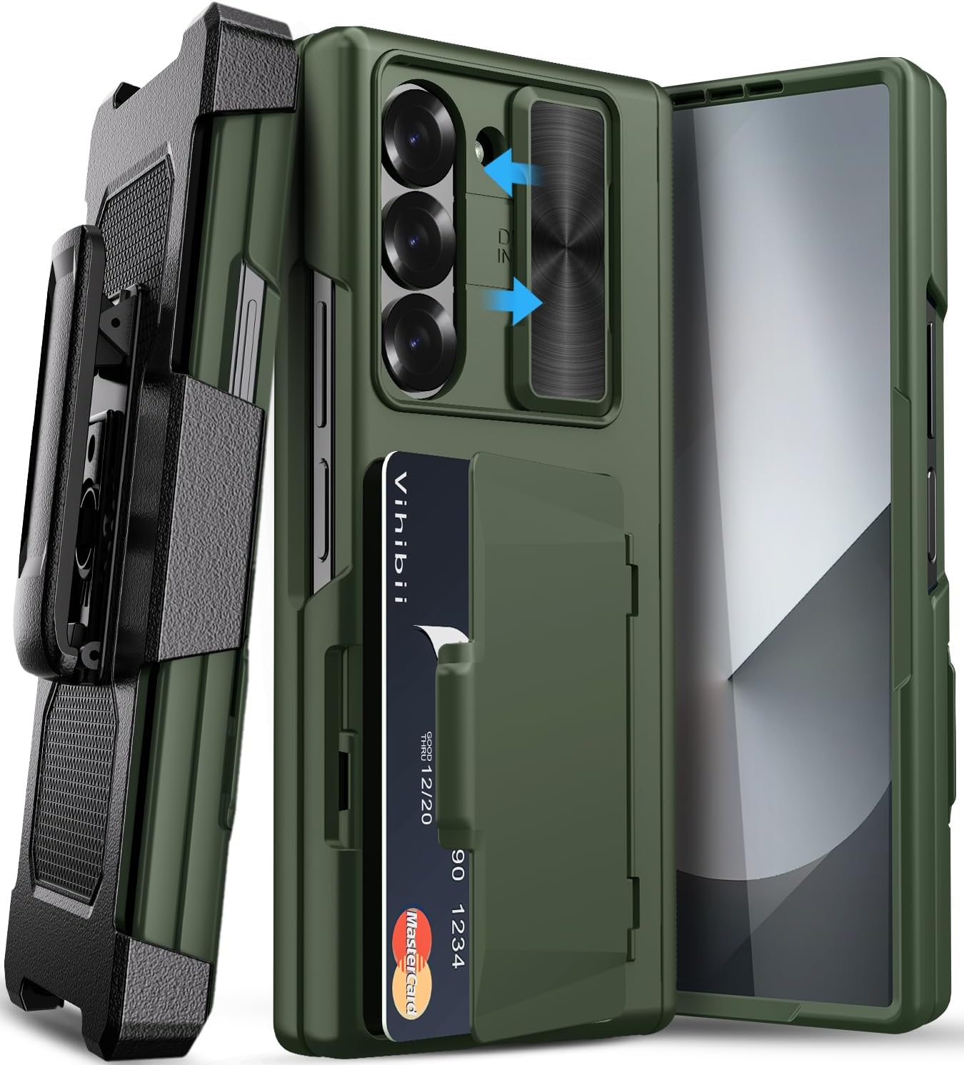 Vihibii Galaxy Z Fold 6 Case with Belt Clip and Card Holder