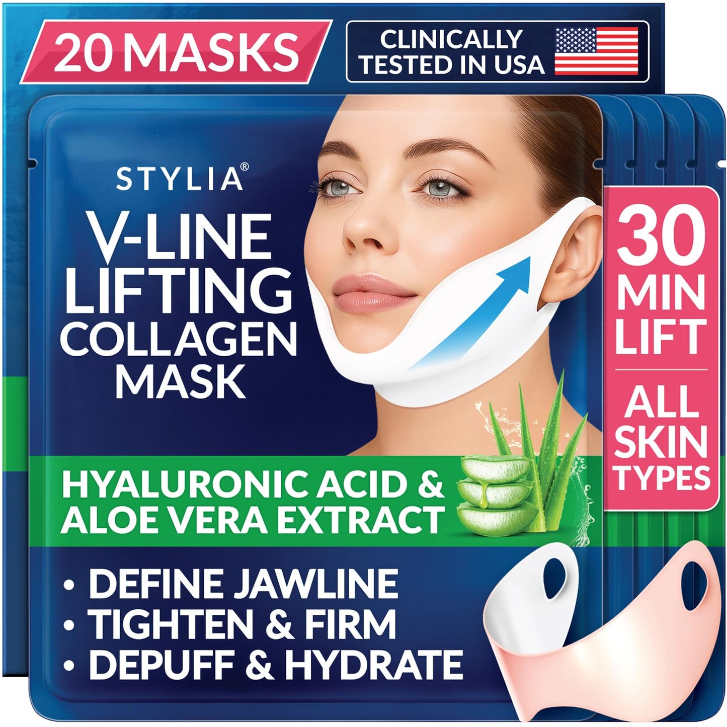 STYLIA V Line Lifting Collagen Face Mask for Double Chin Reduction