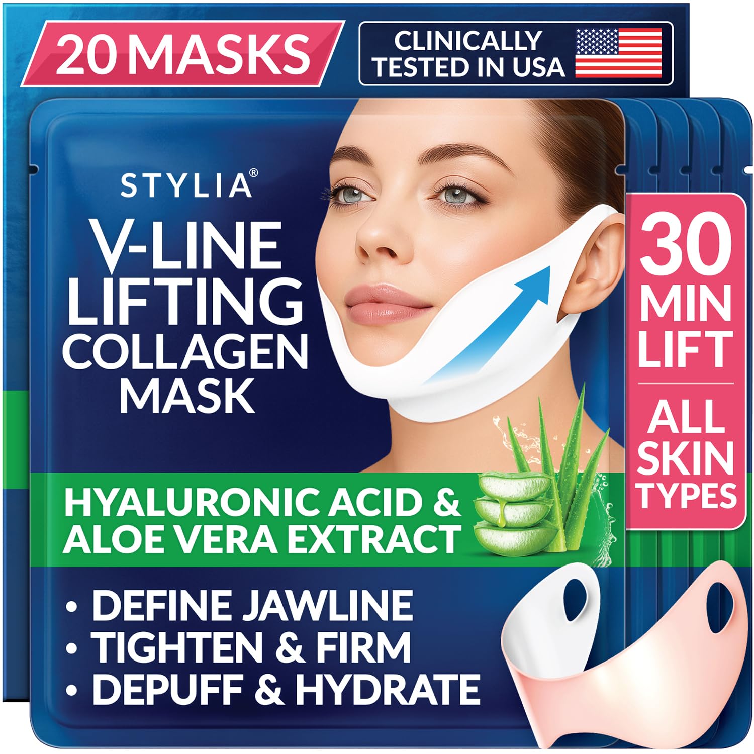 STYLIA V Line Lifting Collagen Face Mask for Double Chin Reduction