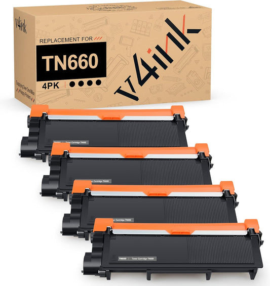 v4ink TN660 Toner Replacement for Brother Printers - 4PK