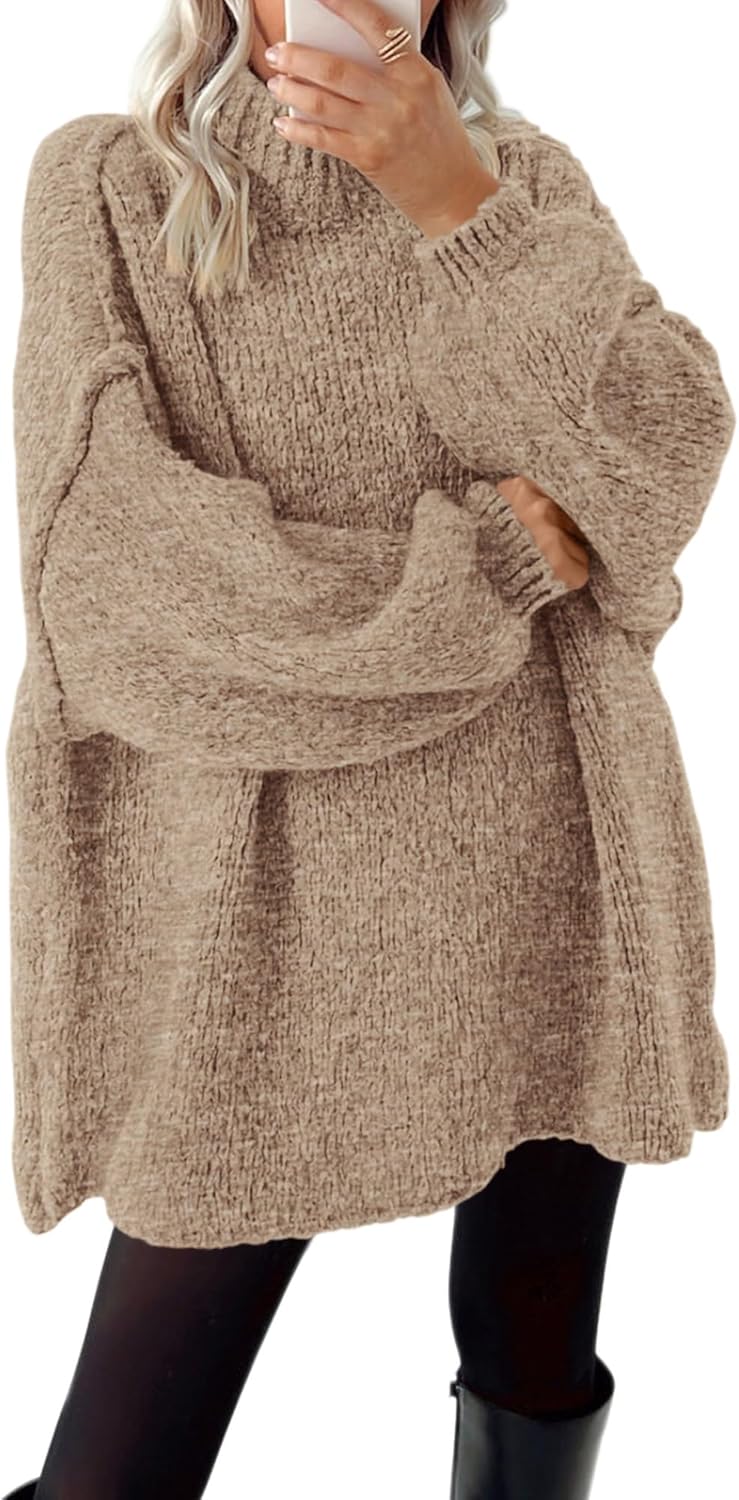 Oversized Mock Neck Cable Knit Sweater for Women in Fall 2025