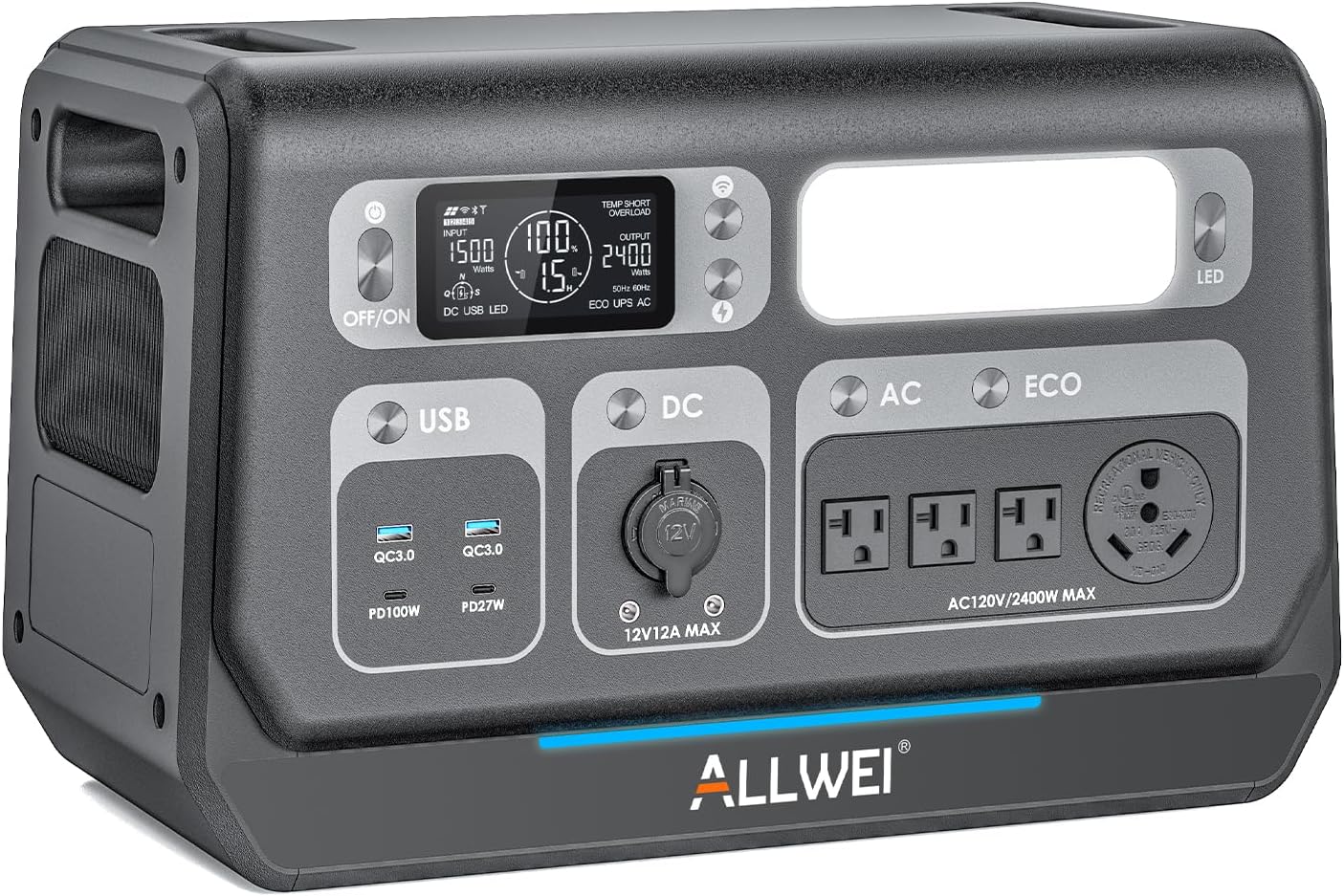 ALLWEI Portable Power Station: 2048Wh Solar Generator