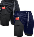 Mens Athletic 2-in-1 Gym Shorts 7ft with Towel Loop - Comfortable