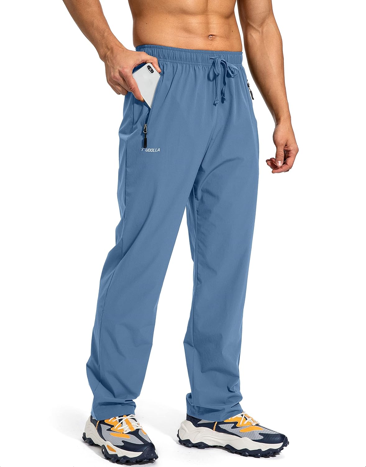 Pudolla Men's Workout Athletic Pants with Zipper Pockets