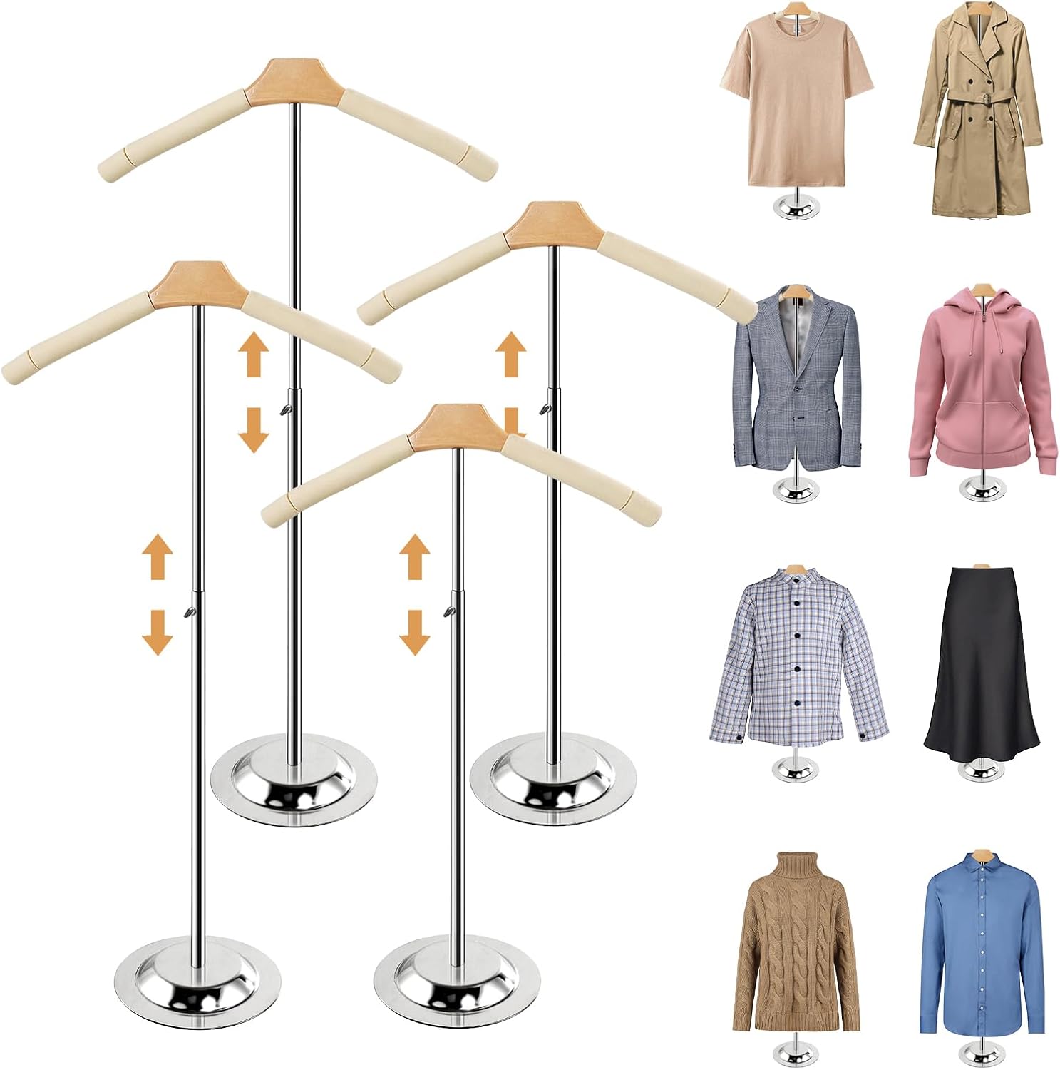 Height Adjustable T-Shirt Display Stand for Vendors - 4 Pcs