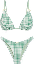 Women's Tie Back Gingham Bikini Set - Cheeky High-Cut Two Piece
