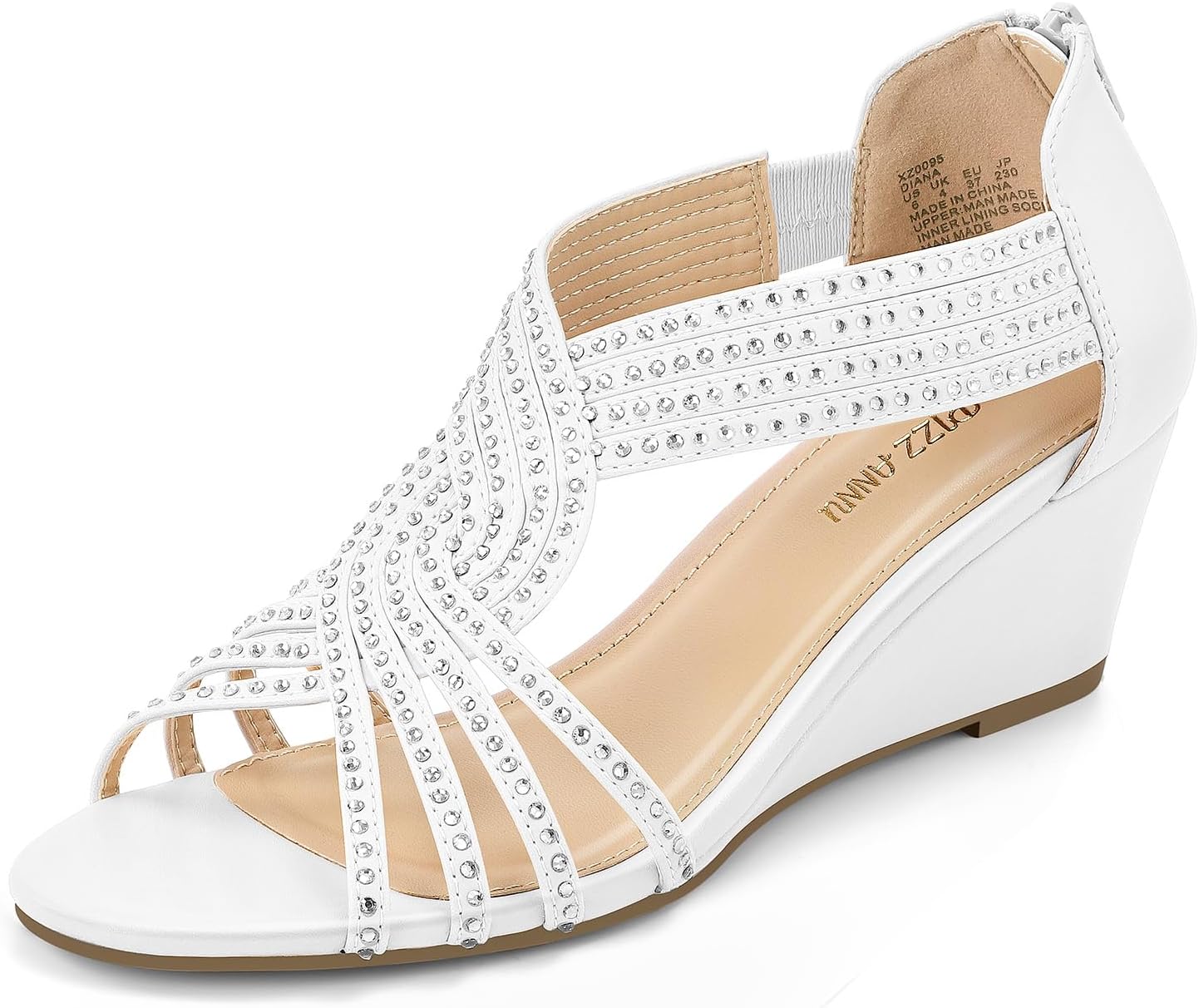 Diana Low Wedge Sandals with Sparkly Rhinestones for Women