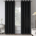 Black 100% Blackout Linen Curtains 96 in 2 Panels - Room Darkening