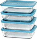 6-Cup Teal SnugFit Rectangular Glass Food Storage Containers - 4-Piece