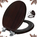 Round Toilet Seat Molded Wood Toilet Seat with Quiet Close - Dark