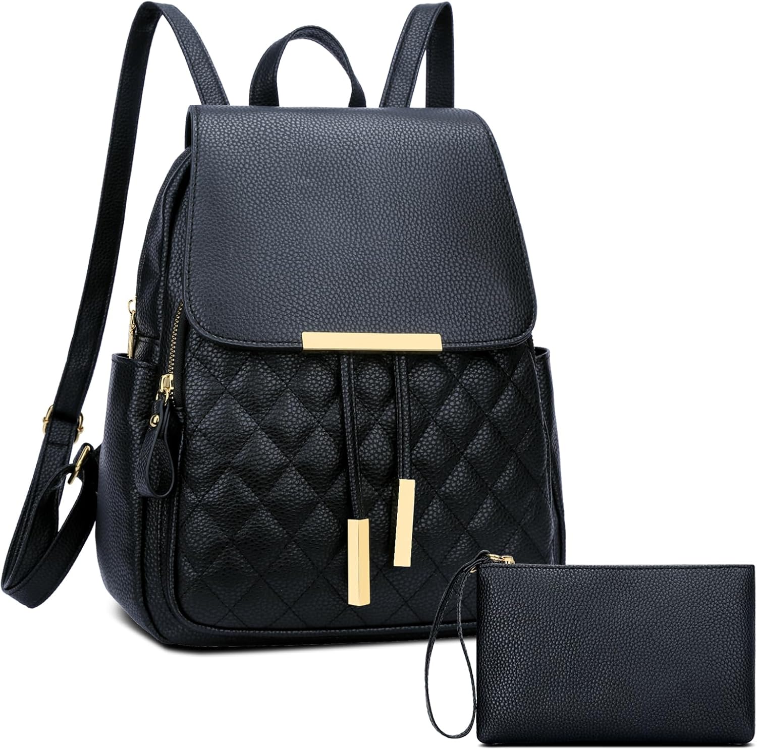 KKXIU Quilted Trendy Leather Backpack Purse for Women Travel