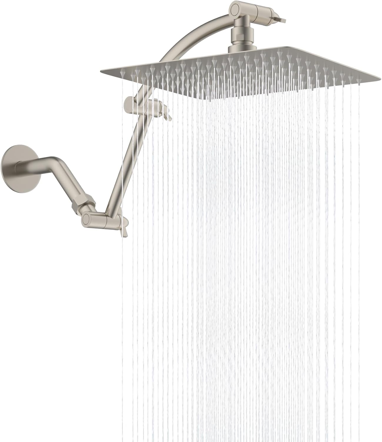 Hibbent All Metal Rain Shower Head with Adjustable Extension Arm