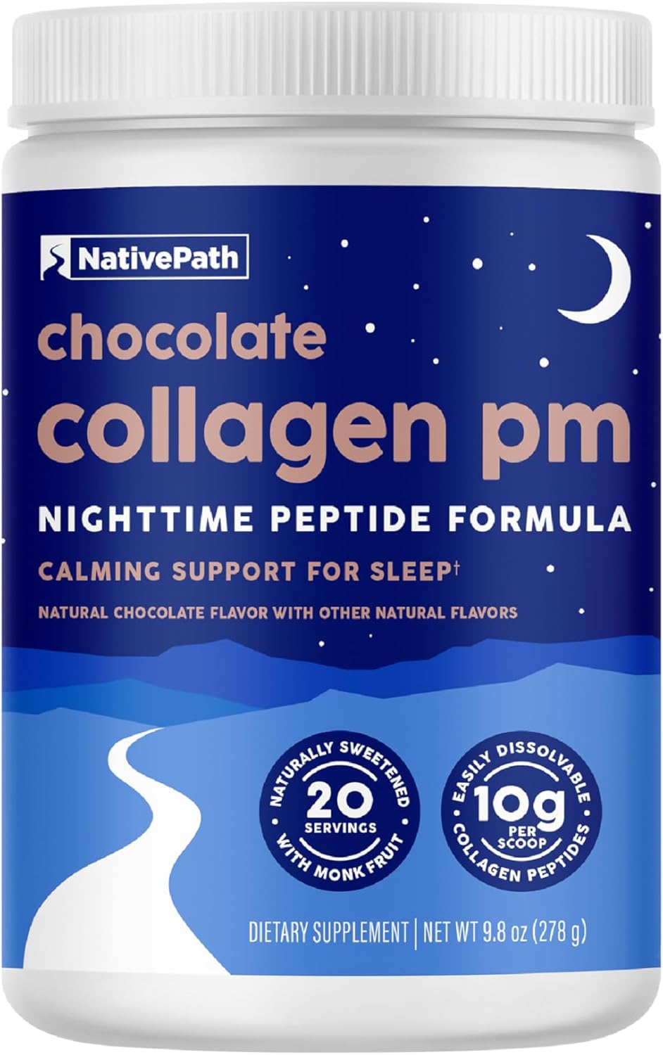 NativePath Collagen PM Chocolate Nighttime Collagen Peptides