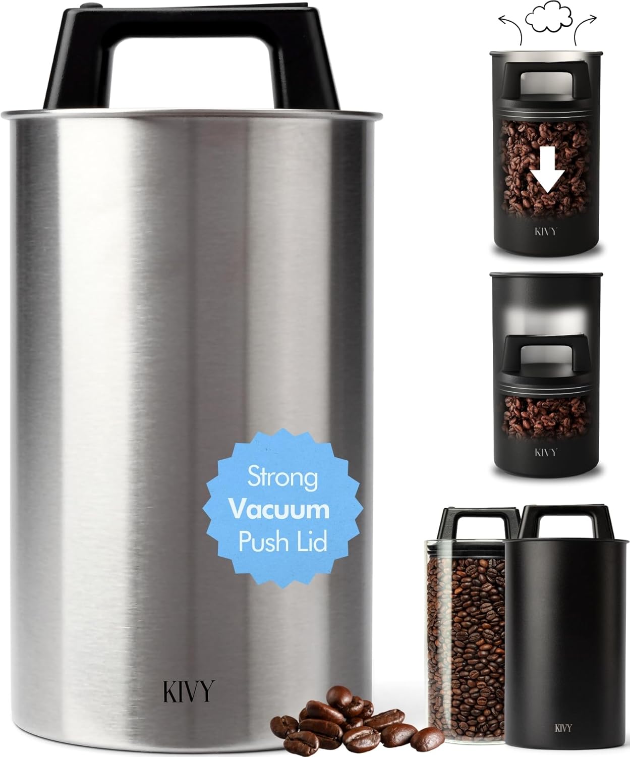 KIVY Vacuum Coffee Canister Preserves Freshness and Aroma