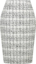 Plaid Skirts for Women Knee Length Wool Pencil Skirt with Slit - Fall