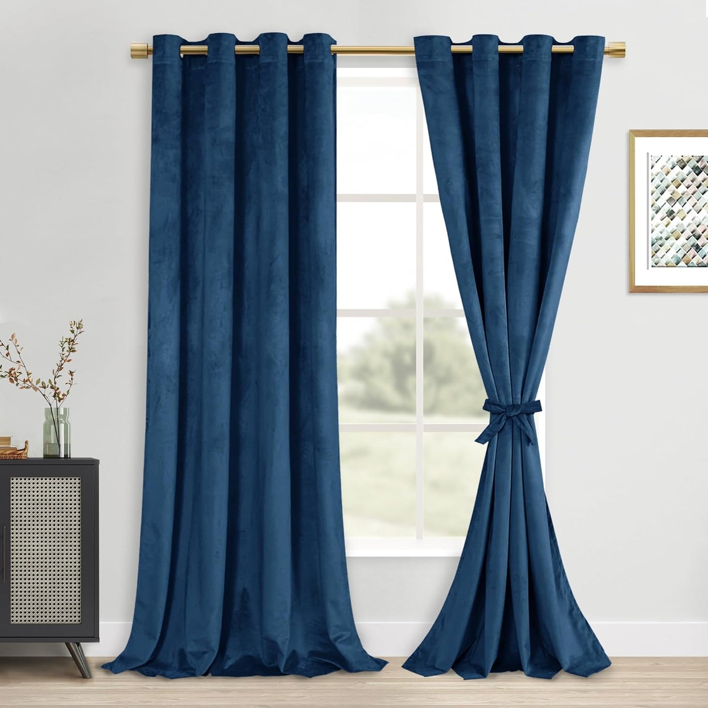 DWCN Navy Blue Blackout Velvet Curtains for Elegant Decor