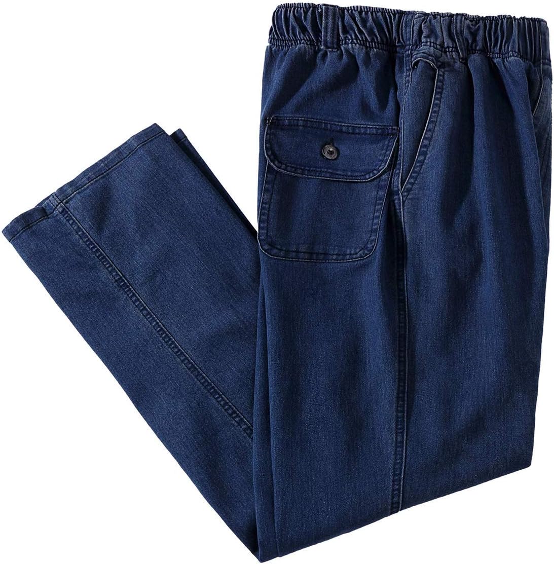 Mens Elastic Waist Loose Fit Denim Pants for Casual Wear