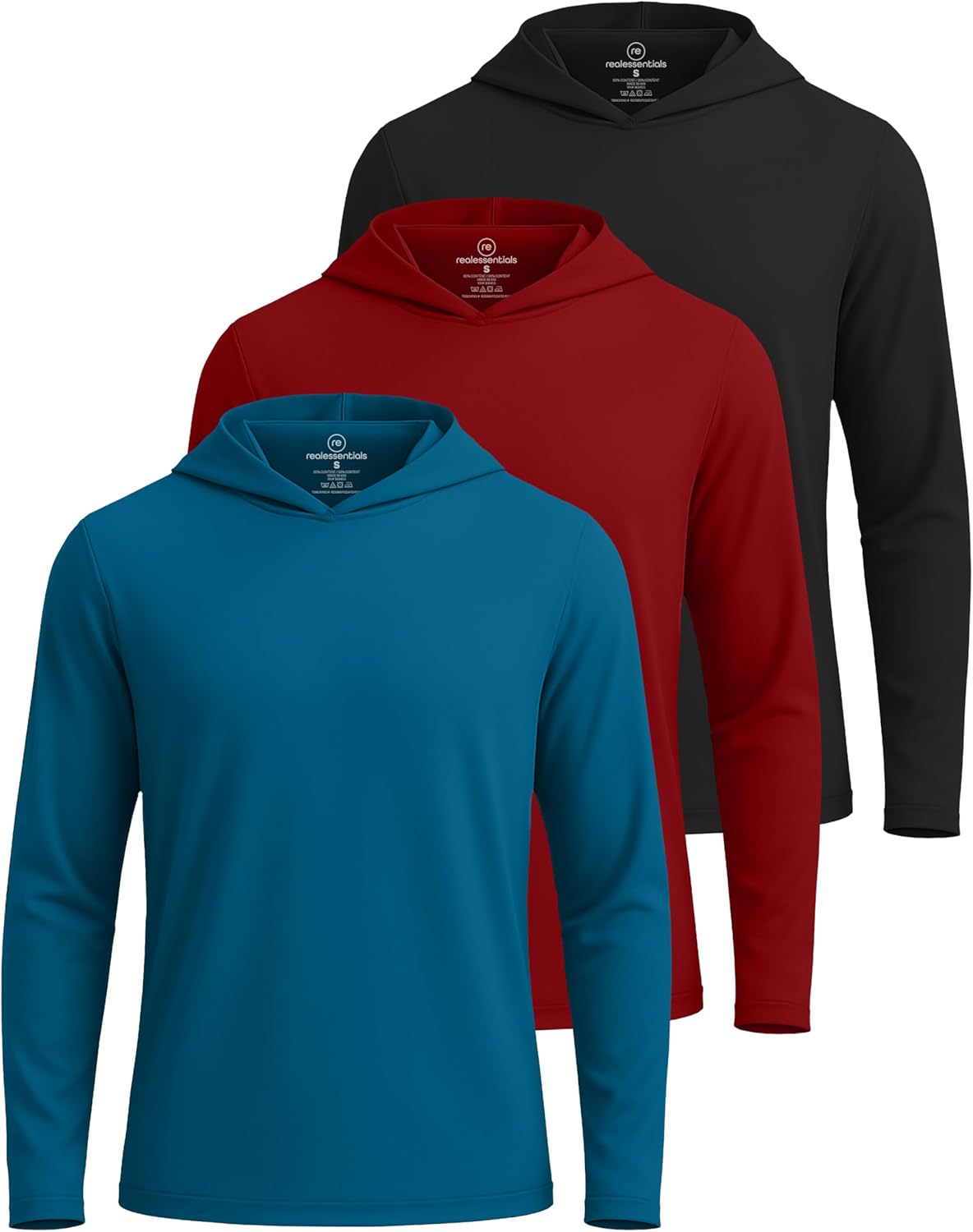 Men's Dry Fit Wicking Long Sleeve Fishing Hoodie Pullover 3 Pack