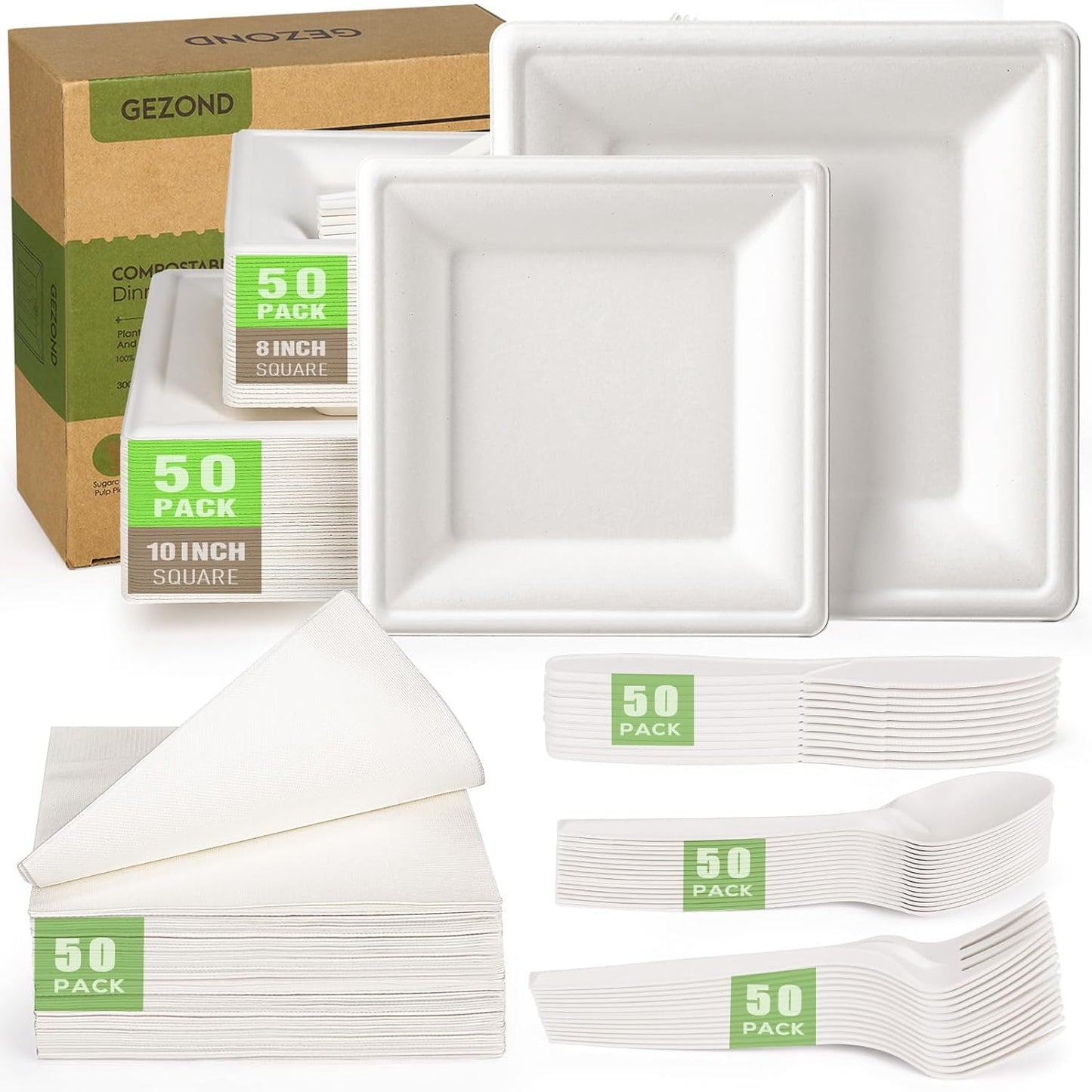 Gezond Compostable Paper Plates Set for Eco-friendly Parties