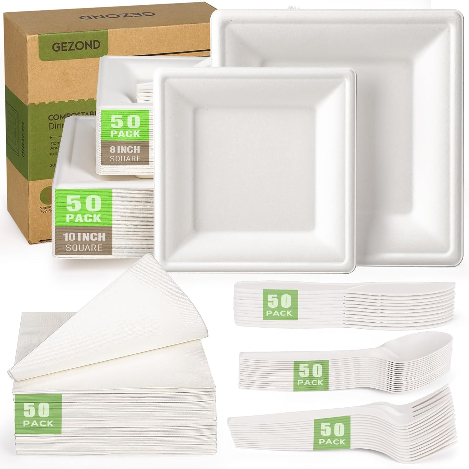 Gezond Compostable Paper Plates Set for Eco-friendly Parties