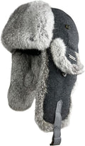 100% Real Rabbit Fur Winter Trapper Hat for Men - Warm Aviator Ushanka