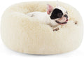 Calming Donut Dog Bed 23 in for Small Dogs - Ivory Beige Plush